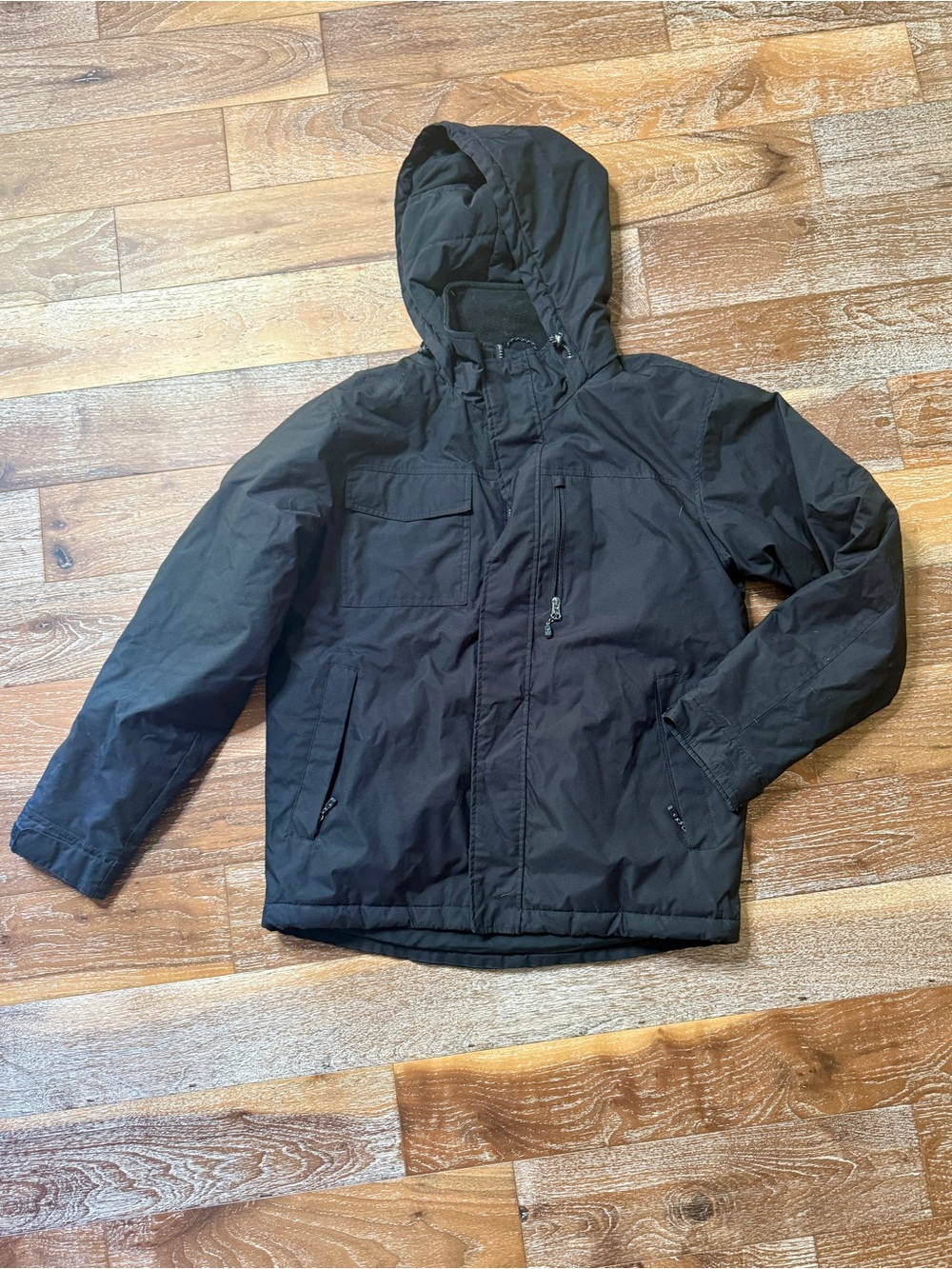Swiss Tech Men’s Waterproof Hooded Black Jacket Parka / Size Small